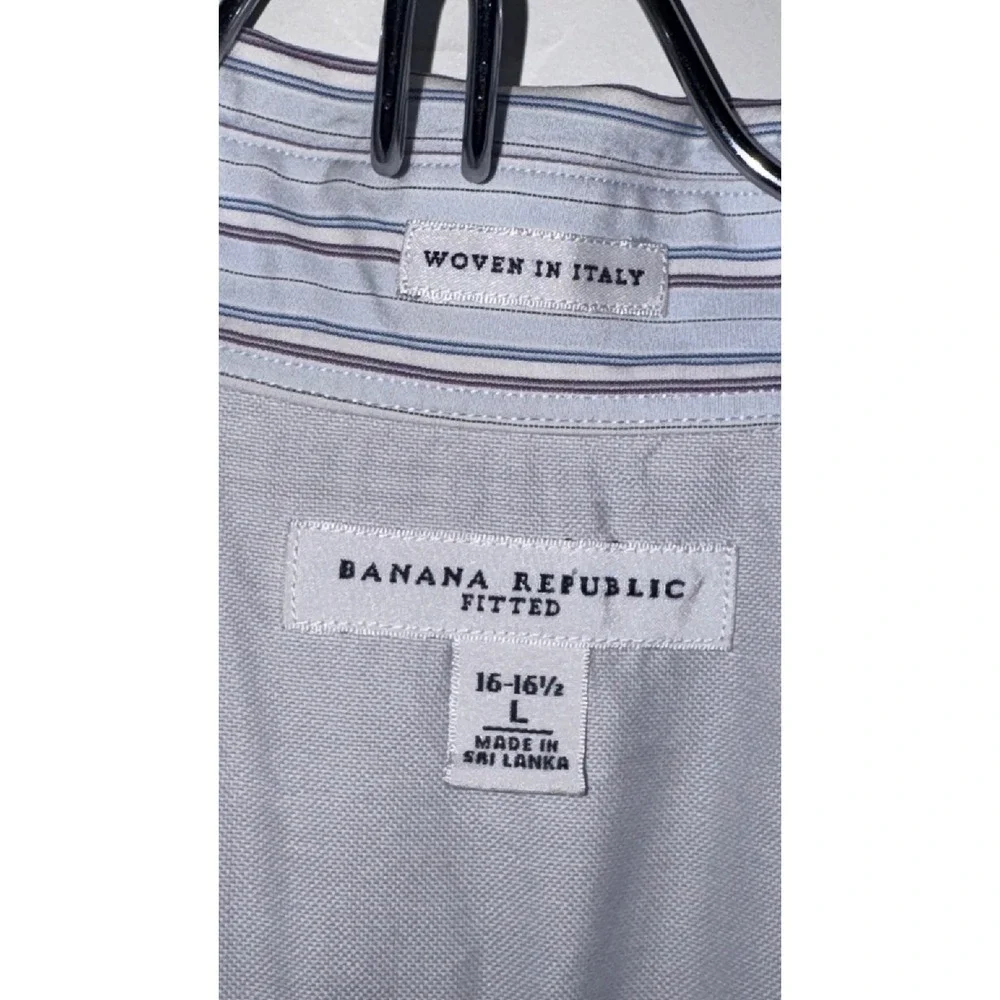Banana Republic Mens Fitted Striped Button Down Shirt Blue Purple Large L SU07
